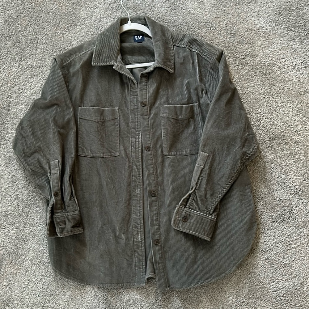 Corduroy dark green/grey shacket